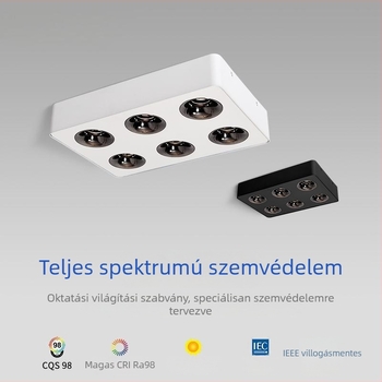Minimalista ultra vékony felületre szerelt hatfejű COB LED lefelé irányuló lámpa, anti-glare funkcióval, nappalira és hálószobába.