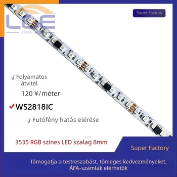 Rugalmas LED-szalag 3535 RGB, 8 mm széles, 120 LED, vezérlővel