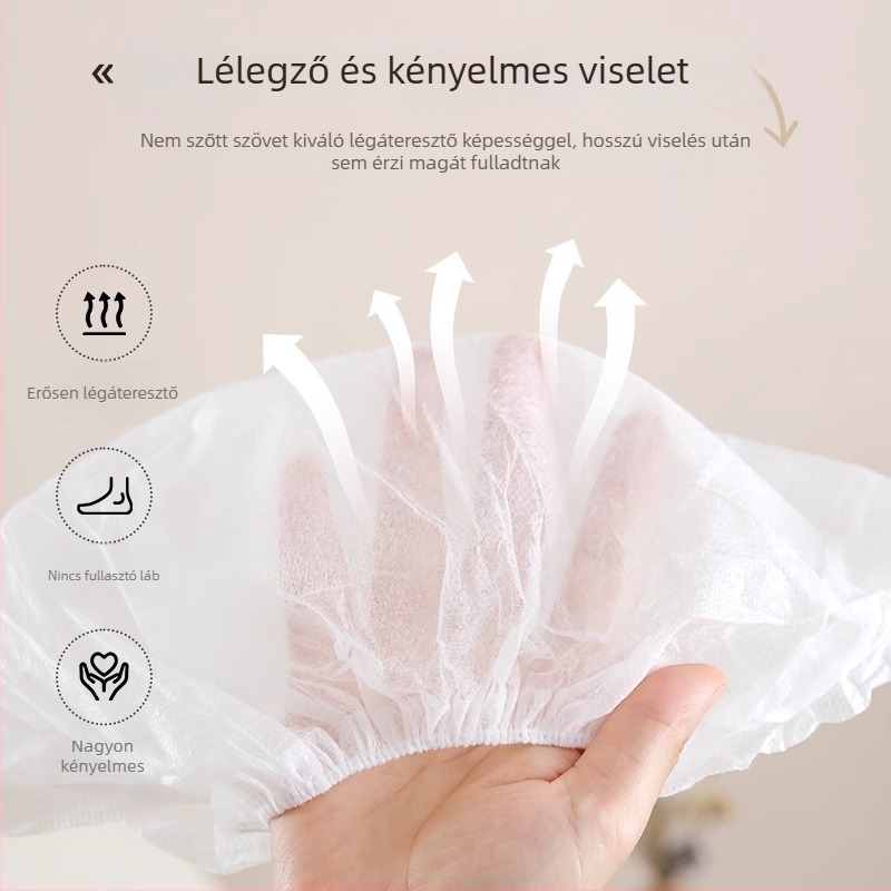 Fehér, vastagított egyszer használatos cipővédők nem szövött anyagból, otthoni használatra, univerzális méret, belső csúszásmentes