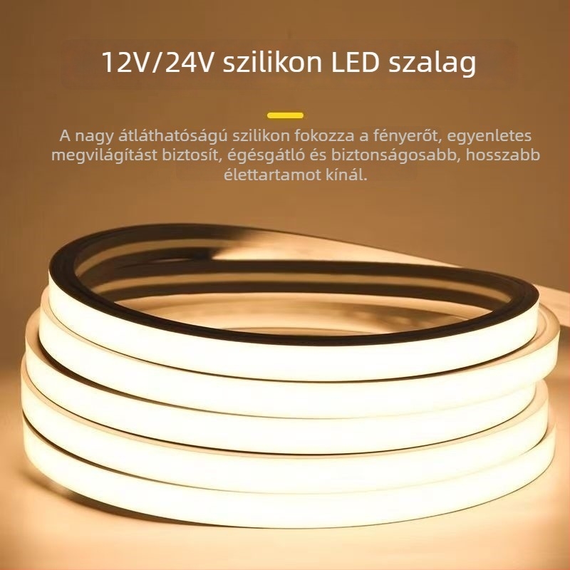 LED lágy szilikon szalag, 12V/24V, alacsony feszültségű, rugalmas, kültéri világításhoz
