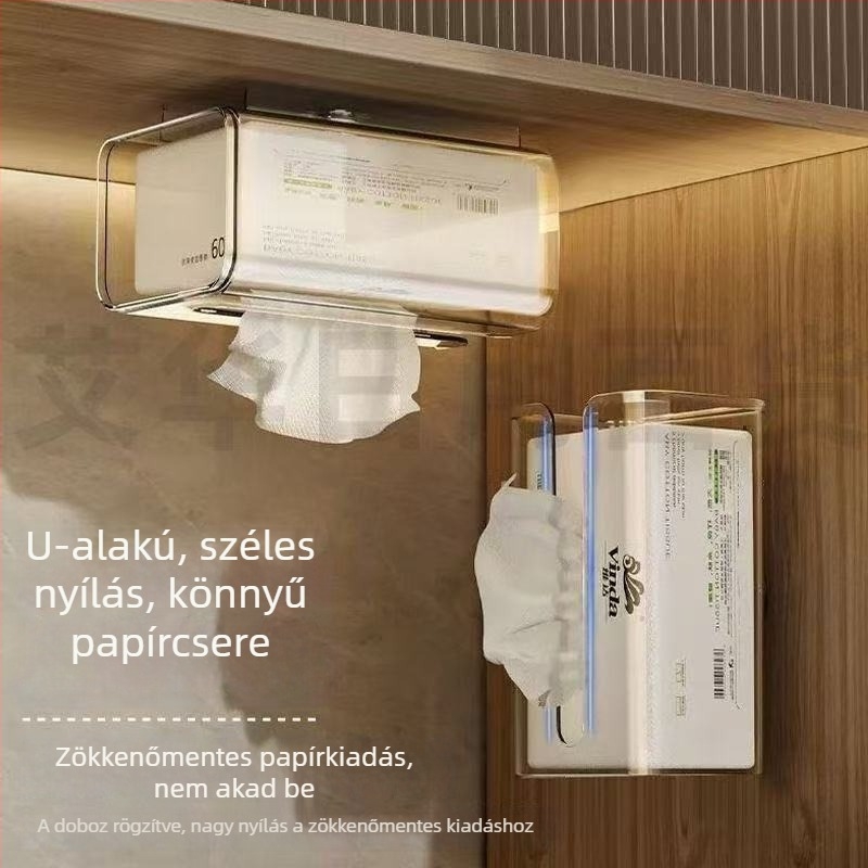 Áttetsző akril papírzsebkendő tartó WC-hez, konyhához és nappaliba