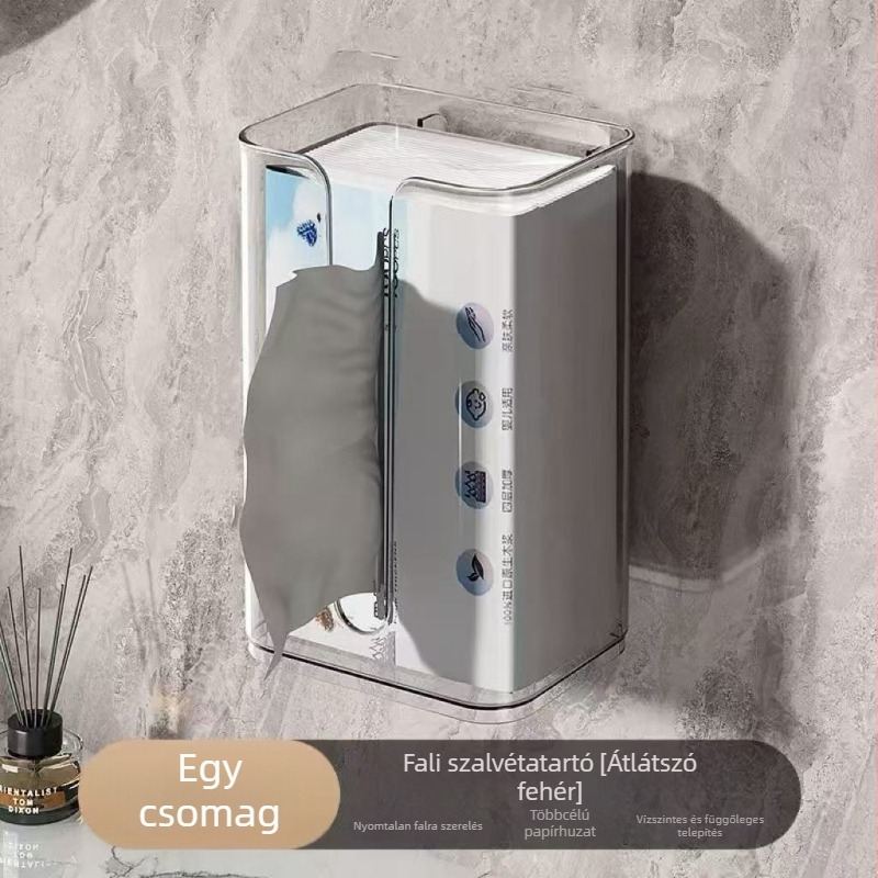 Áttetsző akril papírzsebkendő tartó WC-hez, konyhához és nappaliba