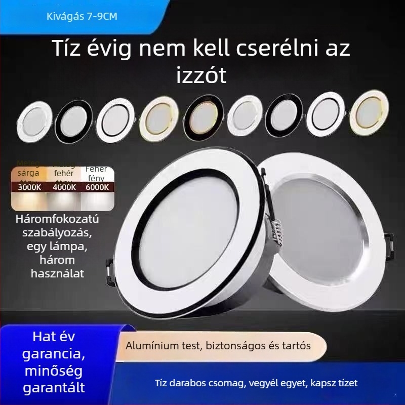 Beépíthető LED mennyezeti lámpa nappaliba, 7.5 cm, RGB állítható színhőmérséklet, dimmable