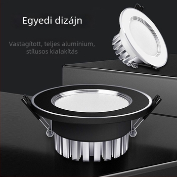 Háromszínben állítható LED beépíthető mennyezeti lámpa, 7,5 cm nyílás, 5W/12W, nappaliba