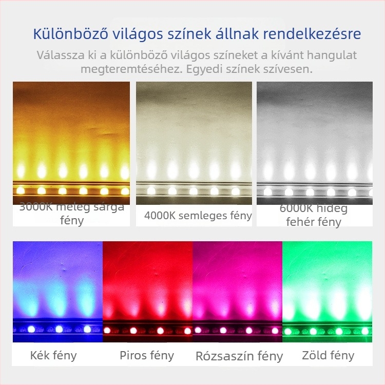 Kültéri LED homlokzati világítás – mosó típus, 24V, IP65, RGB vagy mono, épületek és hidak külső falainak megvilágítására
