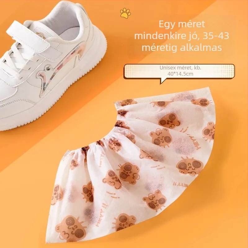 Egyszer használatos cipővédők karikatúra nyomtatással, nemszövött anyagból, megerősítettek, csúszásmentes, kopásálló, légáteresztő, beltéri tisztításra