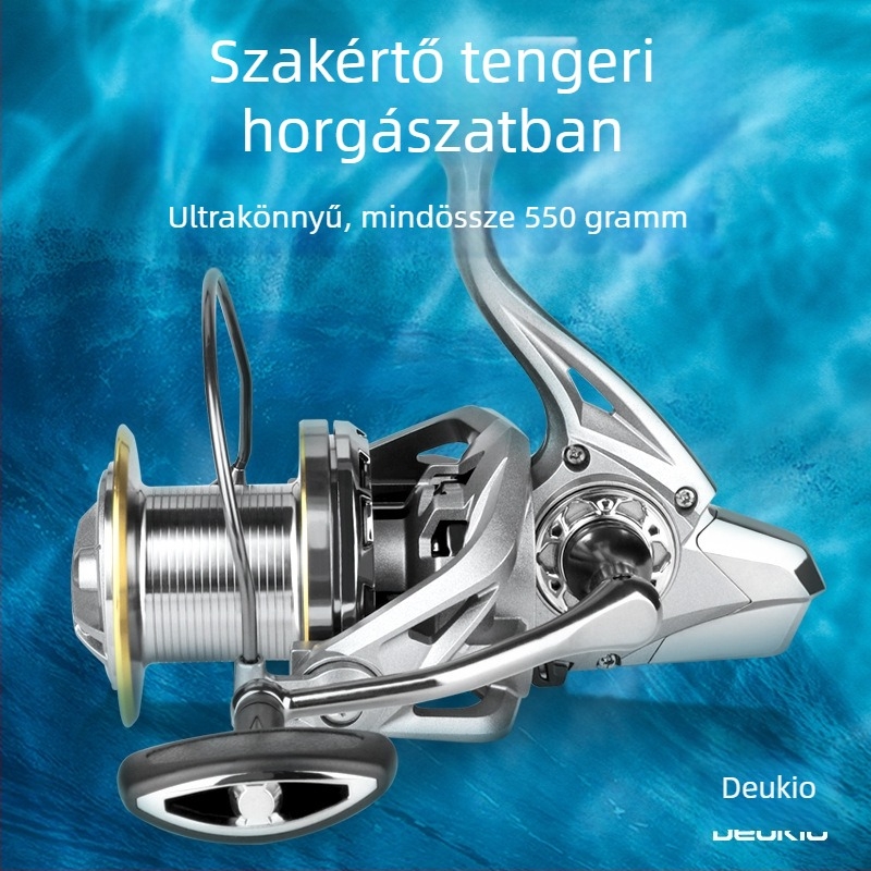 DEUKIO Spinning orsó, teljesen fémszerkezet, sós víznek ellenálló, hosszú dobásokhoz, csalikkal történő horgászatra