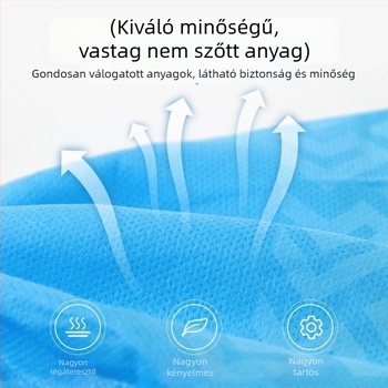 Antisztatikus, nem szőtt anyagú cipővédő vezetőcsíkkal, elektronikai gyártásban, pormentes műhelyekben és tiszta laboratóriumokban, egyszer használatos.