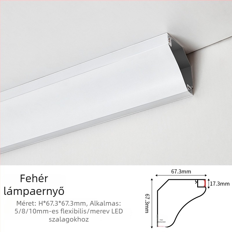 Felszínre szerelt LED lineáris fal mosó lámpa a nappaliba, alumínium csatorna gipszkartonnal díszítve, 67×67 mm, 8 cm hosszú, 120 LED, 24 V, 3000/4000/6000 K, CRI 90, 30° fénycsóva, IP42