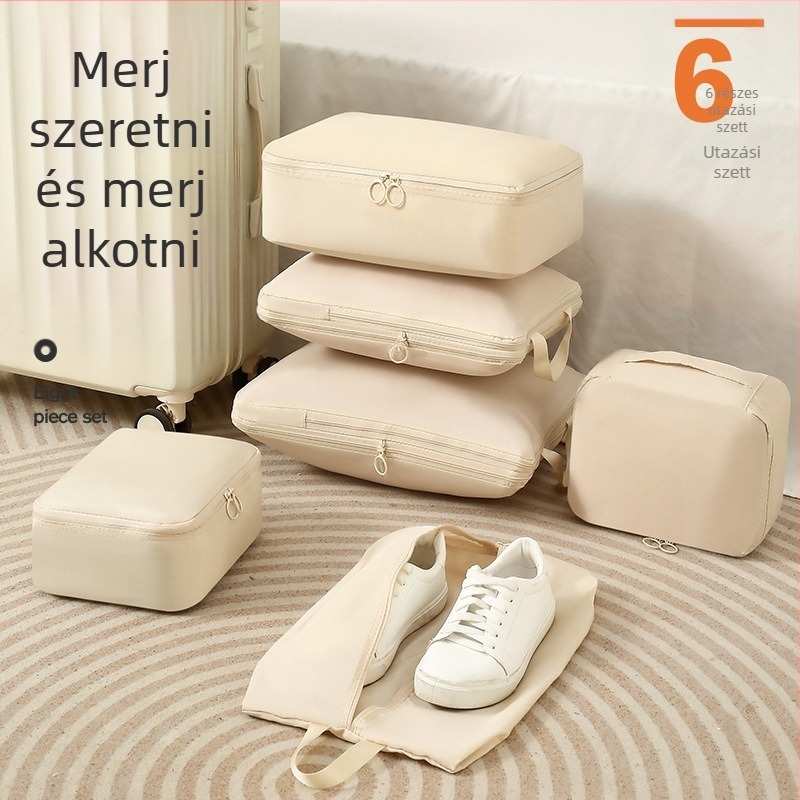 Utazási tömörítő táskák készlet a poggyászhoz, bővíthető, szakadásálló és vízálló ruházat rendezésére