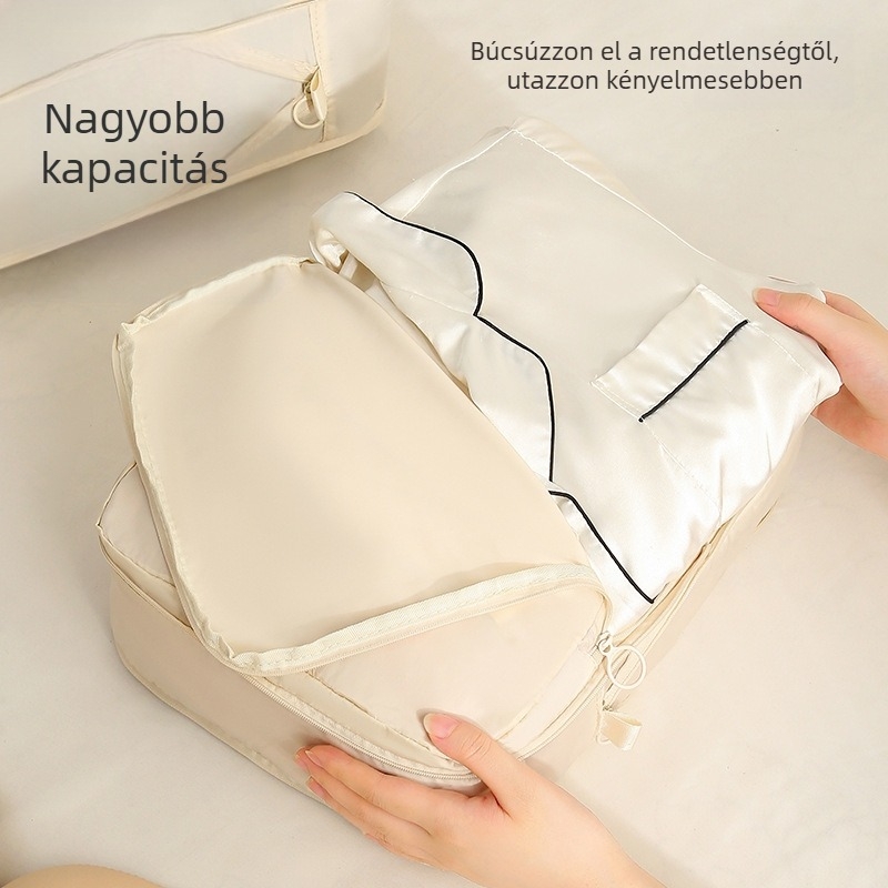 Utazási tömörítő táskák készlet a poggyászhoz, bővíthető, szakadásálló és vízálló ruházat rendezésére