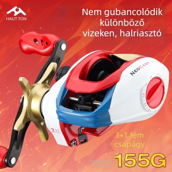 Haodun Könnyű hosszú dobású vízcsepporsó, 155 g, 3+1 hiánytalan, 7.2:1 áttétel csalihúzásra