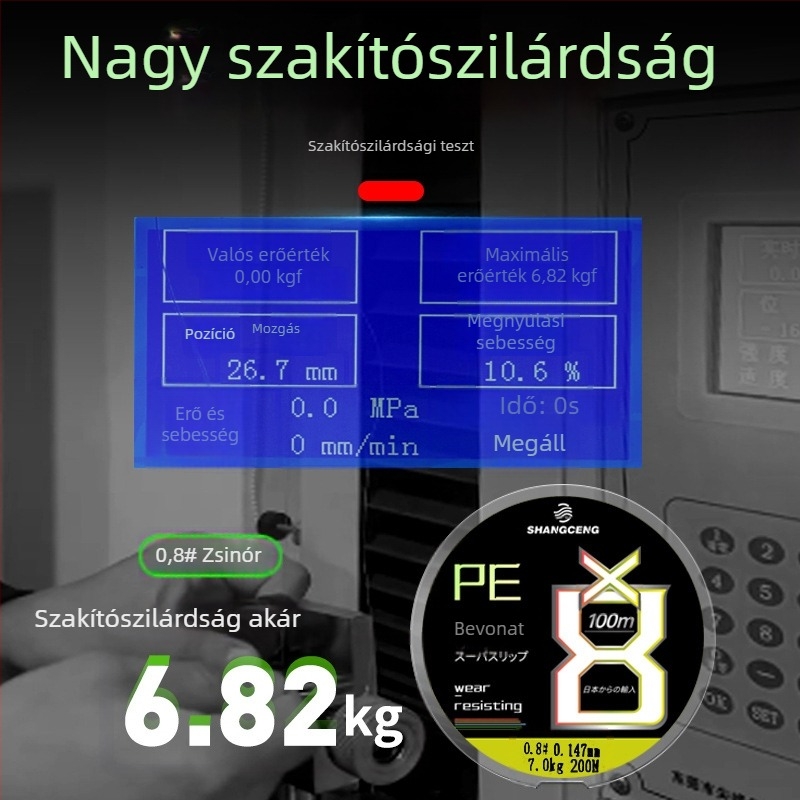 PE fő zsinór, 8-szálas horgász zsinór, sima, hosszú dobásokhoz, magas szakítószilárdság