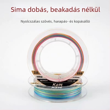 100 m kötött PE horgász damil, fő zsinór és előke, nagy szakítószilárdság hosszú dobásokhoz