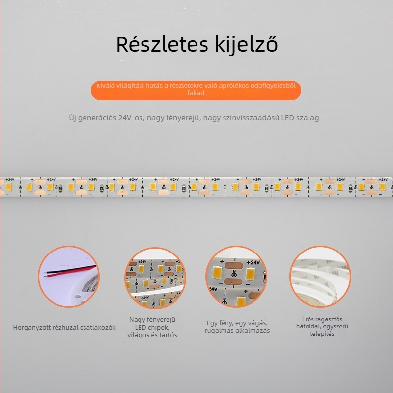 Testreszabható LED-szalagok, önragasztó, nappali mennyezetéhez, egyszerűen vágható tetszőleges hosszúságú, alacsony feszültségű lineáris 2835 LED-szalag