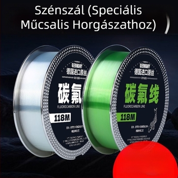 Karbon szálas horgász főzsinór, 118 m hosszú, vezető és másodlagos zsinór nagy szakítószilárdsággal
