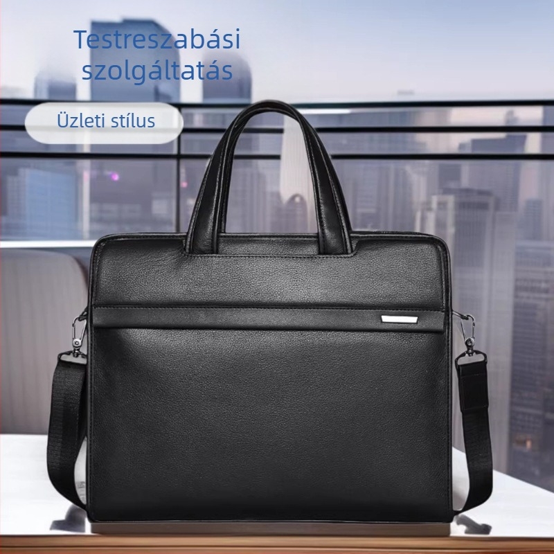 Férfi bőr üzleti aktatáska, laptop táska keresztpánttal