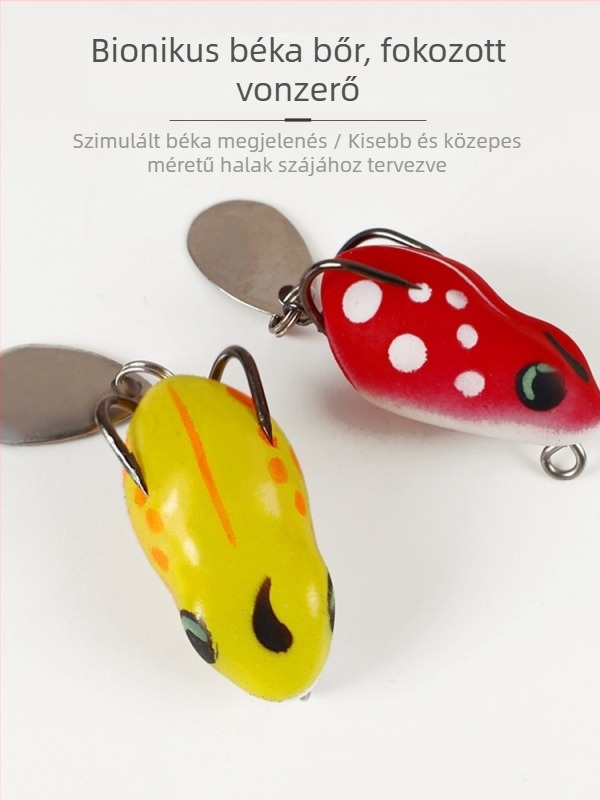 Shark Hunter: 5 darabos mini hosszú dobású békás műcsali készlet lágy csalikkal, dupla horoggal és zajkeltő elemmel a snakehead halászathoz