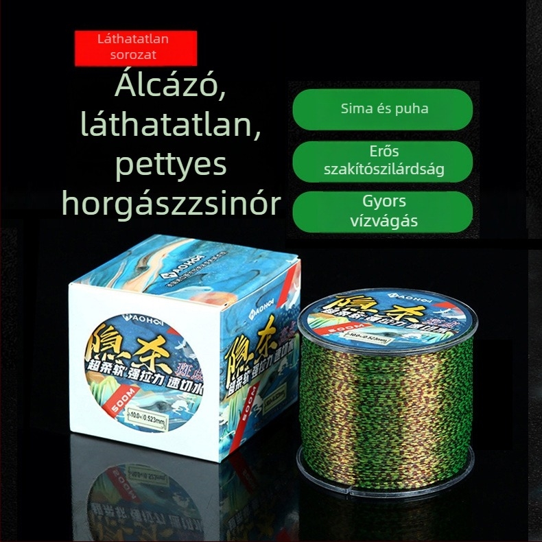 Nylon fő zsinór horgászathoz, álcázó mintázattal, színváltó és víz alatti láthatatlan