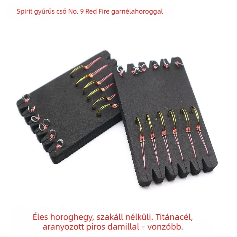 No. 9 garnéla horog- és damilkészlet kiegyensúlyozott gyűrűvel, karcoló nélkül