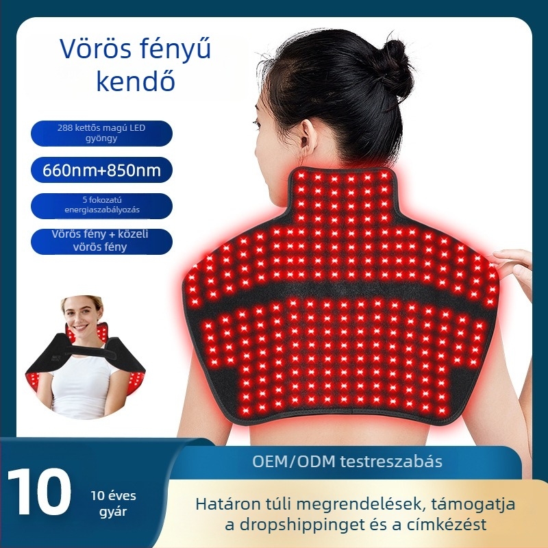 660 nm vörösfény terápiás váll- és nyakmelegítő kendő, hordozható otthoni használatra, infravörös fűtés 850 nm-es