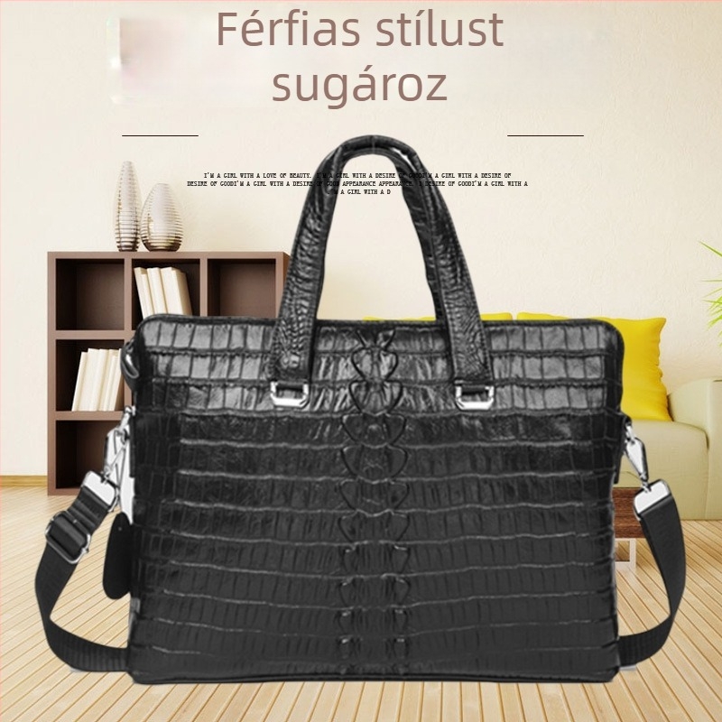 Férfi kézitáska embossált felsőréteg bőrből, üzleti és hétköznapi stílus