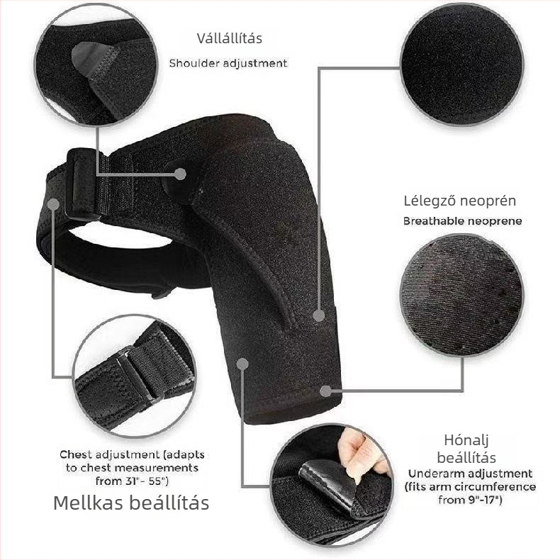 Állítható sport vállpánt kompresszióval edzéshez, váll-imobilizátor, sérülésmegelőzés, jégcsomag funkció a váll és a nyak számára