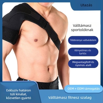 Légáteresztő, állítható vállvédő sporthoz, kompressziós támogatás a húzódások megelőzésére