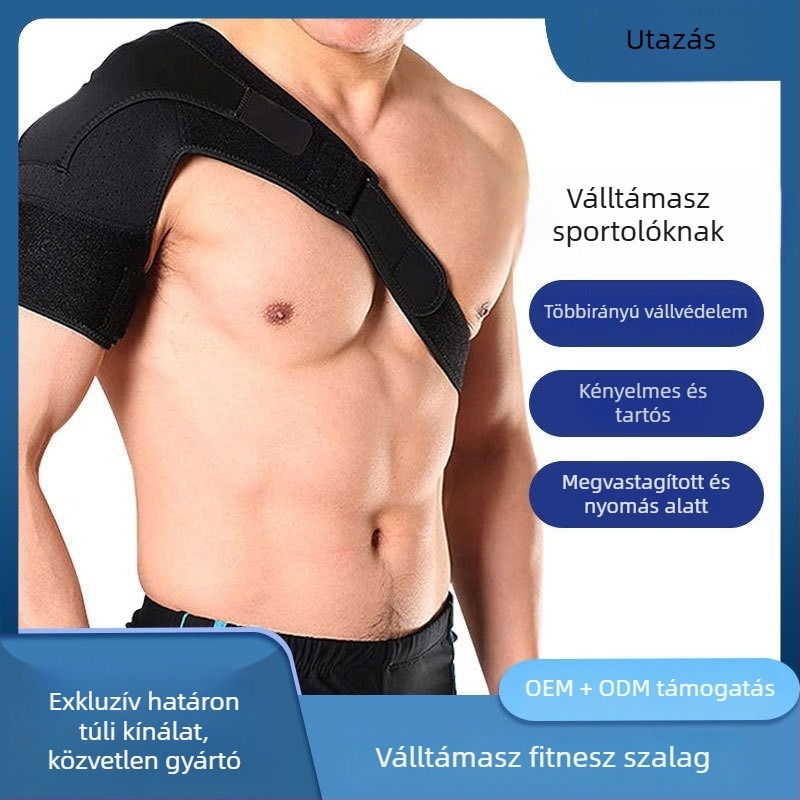 Légáteresztő, állítható vállvédő sporthoz, kompressziós támogatás a húzódások megelőzésére