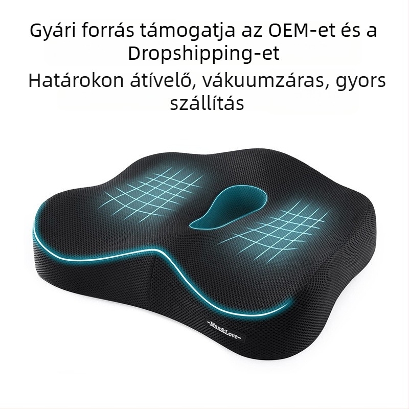 Memóriás ülőpárna 44×39×10 cm, ortopéd deréktámasz, aranyér párna iroda és utazás céljából