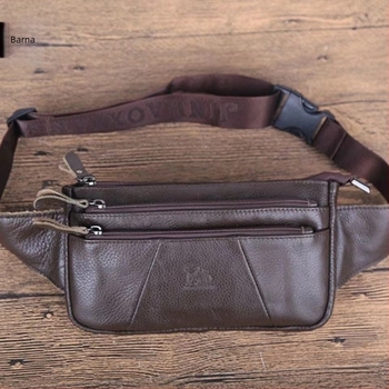 Férfiak számára készült valódi bőrtáska derék- és mellkas használatra, crossbody, sokoldalú vállon átívelő táska, első réteg marhabőrből, telefon- és szemüvegtok