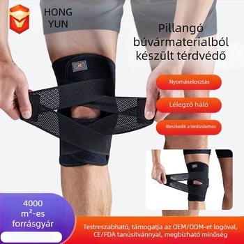 Állítható, légáteresztő térdvédő futáshoz, kerékpározáshoz és hegymászáshoz, elasztikus patella-szalaggal