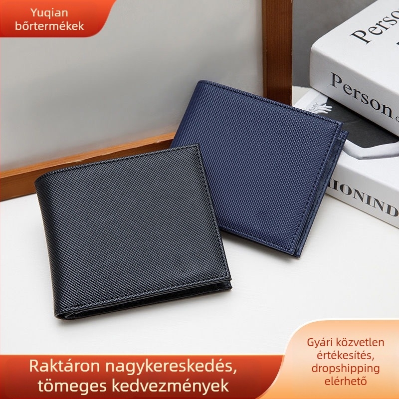 Férfi bőrpénztárca, kompakt méret, valódi marhabőr, városi minimalistikus stílus