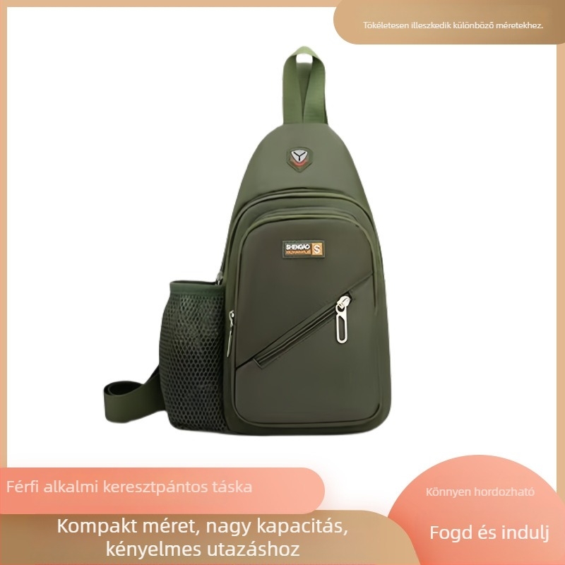 Férfi mindennapi crossbody táska, minimalist koreai stílusú chest bag, utcai nylonból