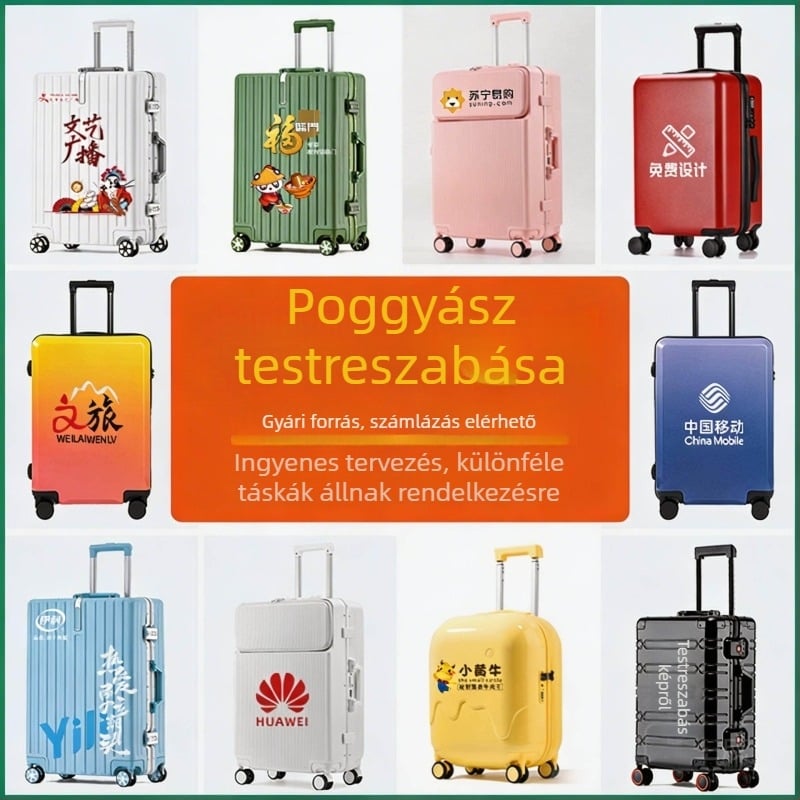 24/28 hüvelykes alumínium vázas bőrönd logóval, vállalati ajándék, TSA kombinációs zár, kézipoggyász