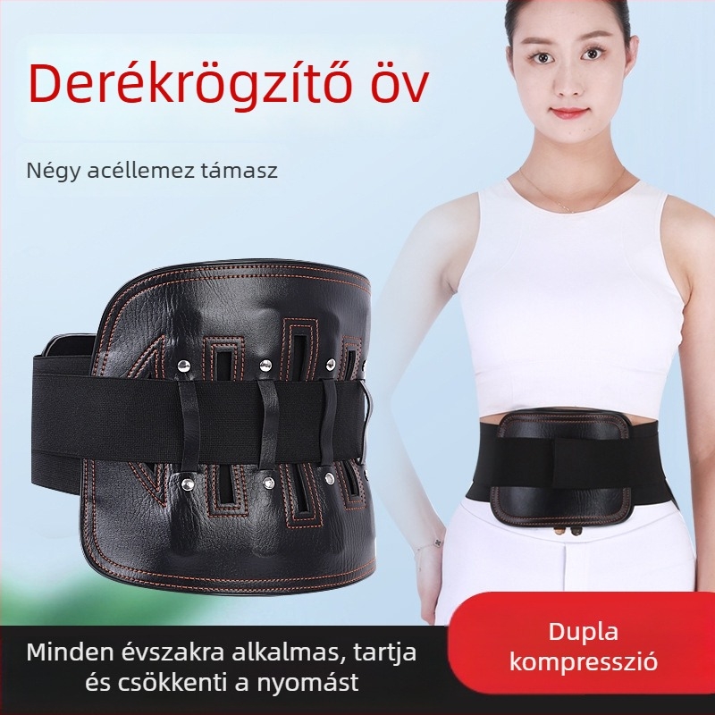 Bőr deréktáji támasztó öv a derekhoz és az alsó háti részhez, porckorong-protrúzió esetén, mind a négy évszakban