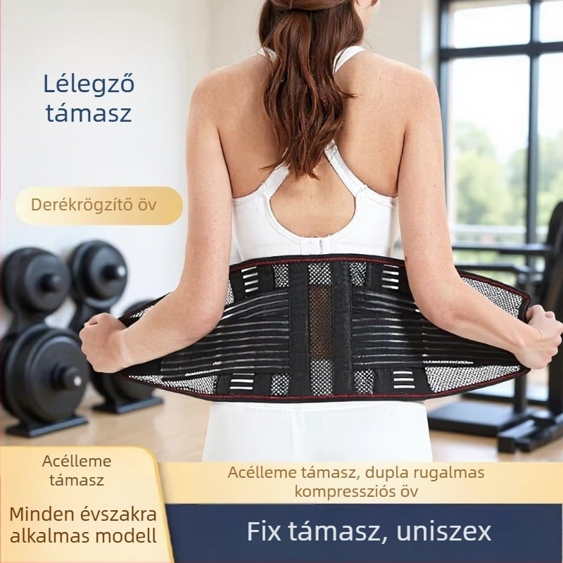Acéllemezes deréktámasztó öv, lélegző, uniszex