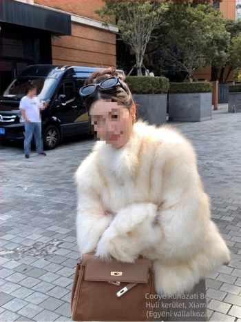 Seoul Daughter Műszőrmés kabát, krém színű elmosódott effektussal, chenille anyagból, női téli kabát
