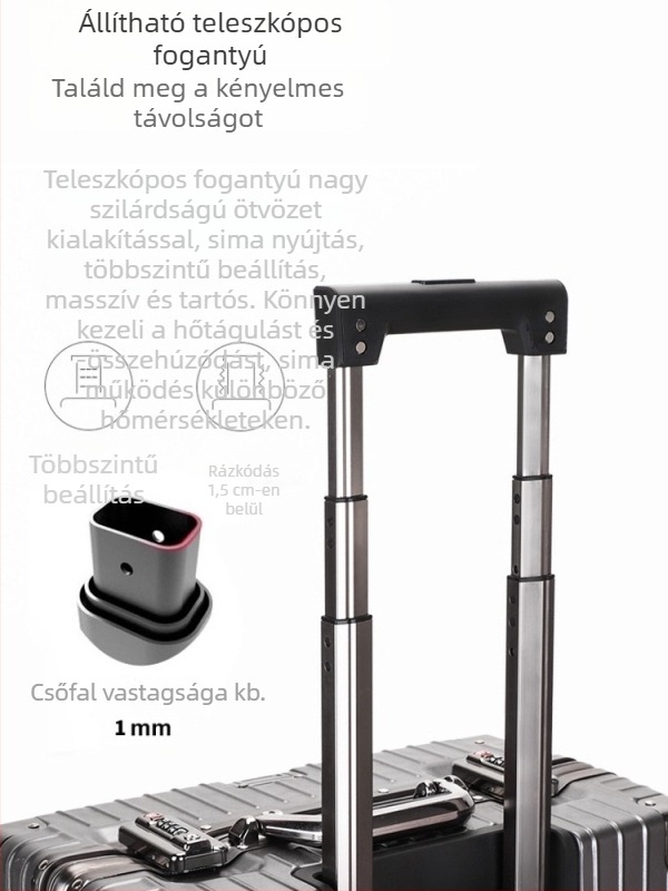 18/20 hüvelykes kézipoggyász, könnyű ABS+PC tokozású, alumíniumötvözet keret, négyszögletes kialakítás