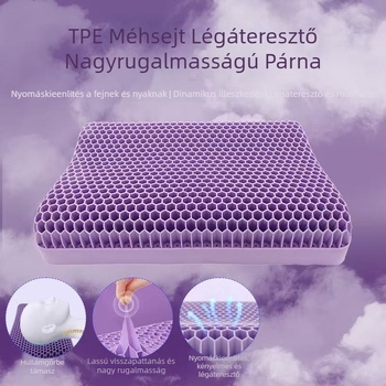 TPE méhsejt-gél párna, nyomásmentes, lélegző gélmag, felnőtt nyaki párna, lila