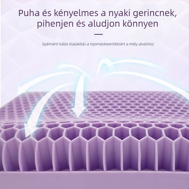 TPE méhsejt-gél párna, nyomásmentes, lélegző gélmag, felnőtt nyaki párna, lila