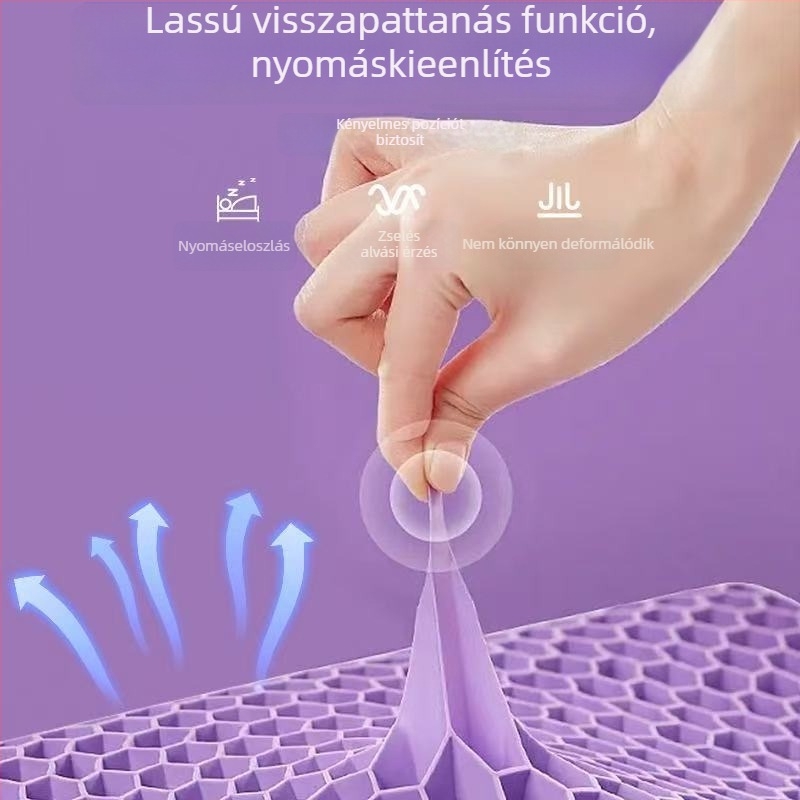 TPE méhsejt-gél párna, nyomásmentes, lélegző gélmag, felnőtt nyaki párna, lila