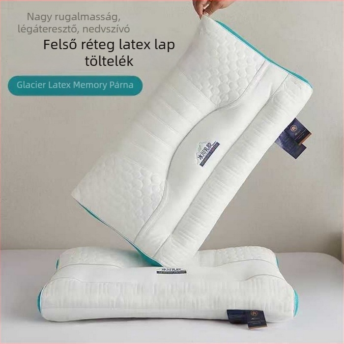 Glacier latex párna – nyaki gerinc támogatása, lassú visszapattanás, lélegző latex lemezmaggal, készlet 2 darab