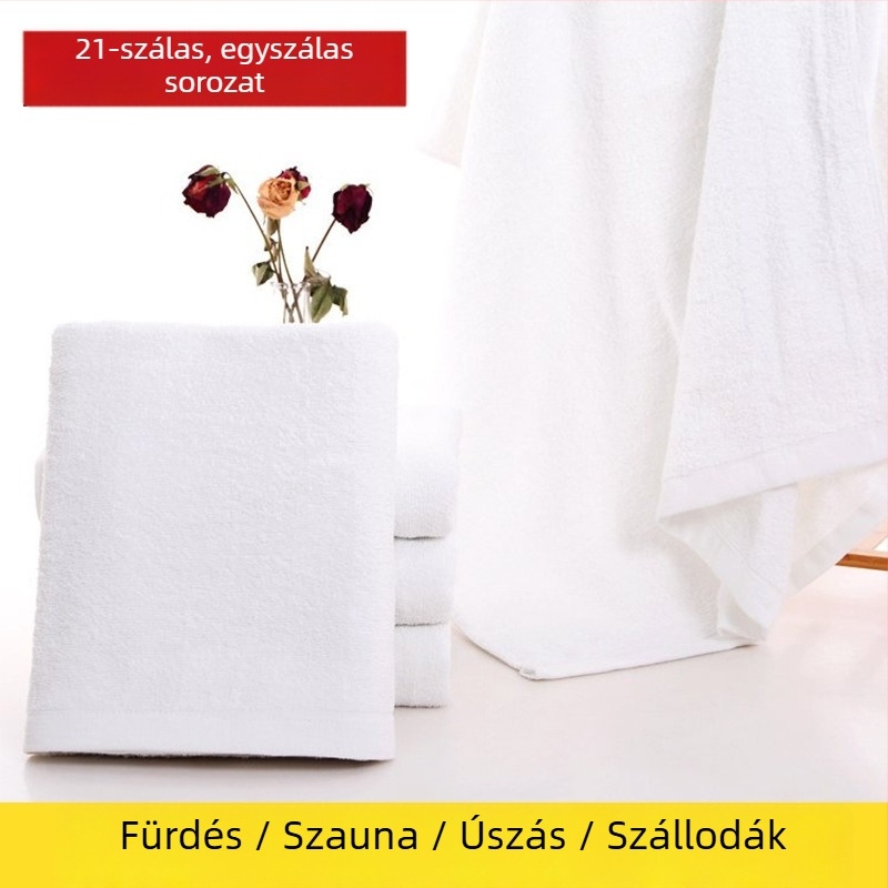 Pamut háromrészes készlet szállodákhoz és vendégházakhoz – fehér törölközők, GSM 500, kevesebb szöszölődés, logó hímzés lehetséges