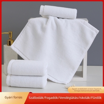 Hilton fehér pamut hotel négyszögletes törölköző, 30x30 cm, kéztörlő logóval