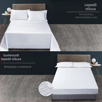 60s 300TC 100% pamut, 3 cm csíkos lepedő szállodák és panziók számára, fehér, vastag anyag