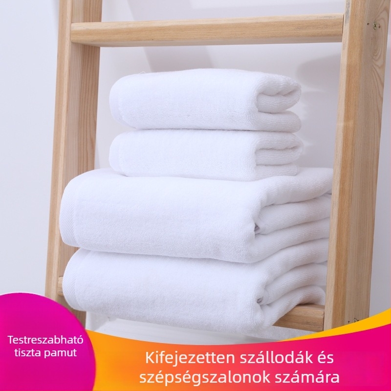 Pamut hotel-törölköző, vastag fehér, nagy méret, hímzésre kész