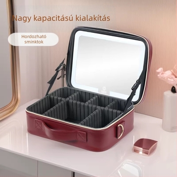 LED-es tükrös kozmetikai neszesszer, nagy kapacitású, nőknek hordozható, 10/12 hüvelyk, otthoni használatra