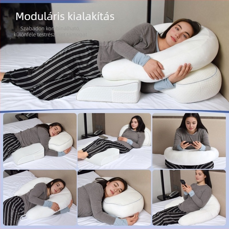 Memóriahabos teljes testű párna jacquard kötésű huzattal, hosszú terhességi párna a lábak és a hát támogatásához