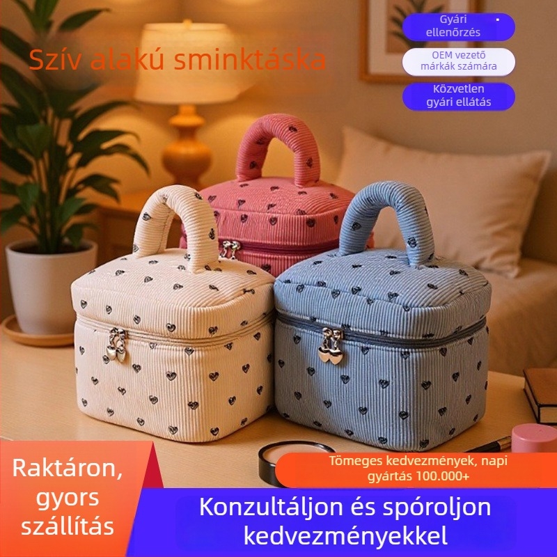Csinos kozmetikai neszesszer nőknek, nagy kapacitású bőrápolási termékek tároló táska, hordozható kézitáska sminkhez, vödörtáska, sokoldalú